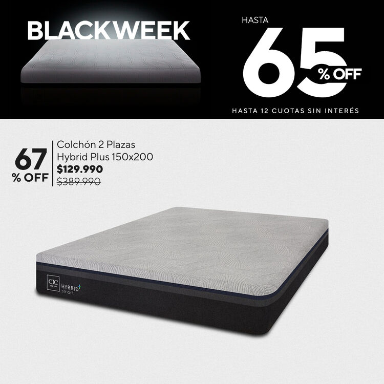 Ofertas de hasta 65% en camas y colchones en cic.cl