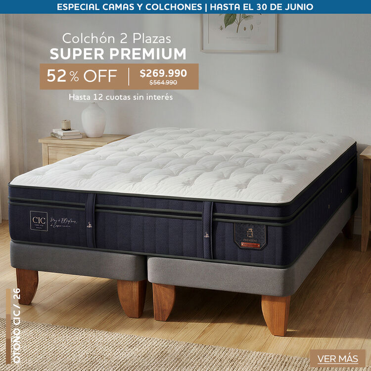 Ofertas de hasta 65% en camas y colchones en cic.cl