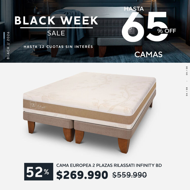 Conoce nuestra selecci&oacute;n de camas y colchones Premium con hasta 65% de descuento.