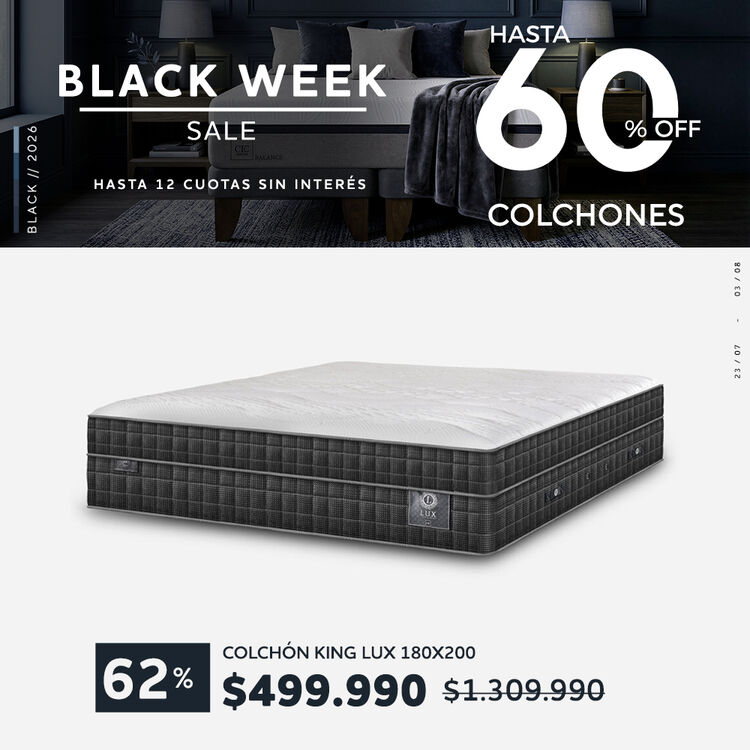 Ofertas de hasta 65% en camas y colchones en cic.cl