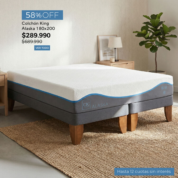Ofertas de hasta 65% en camas y colchones en cic.cl