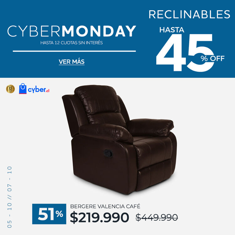 Ver ofertas Cyber en sof&aacute;s reclinables CIC con hasta 45% de descuento