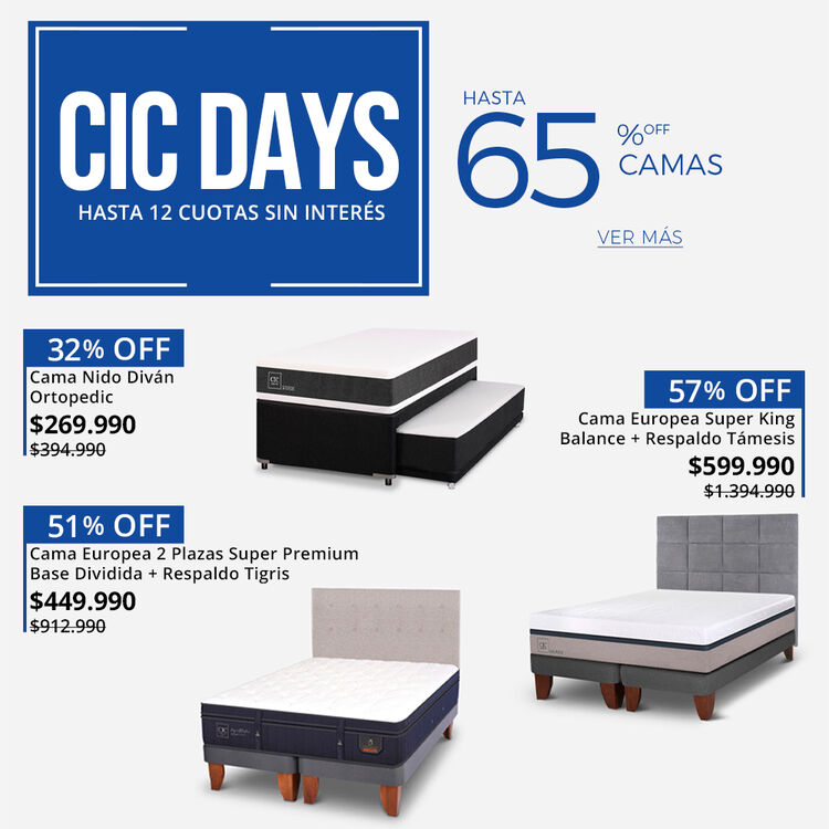65% DE DESCUENTO EN CAMAS EN CIC DAYS DE CIC.CL