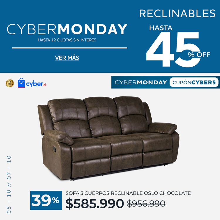 Ver ofertas Cyber en sof&aacute;s reclinables CIC con hasta 45% de descuento