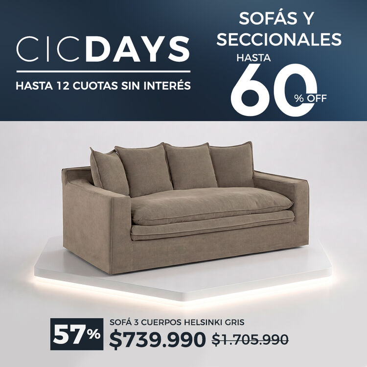 Ver ofertas Cyber en sof&aacute;s y seccionales CIC con hasta 60% de descuento