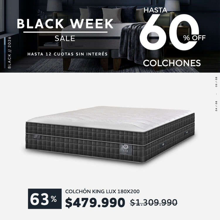 Ofertas de hasta 65% en camas y colchones en cic.cl
