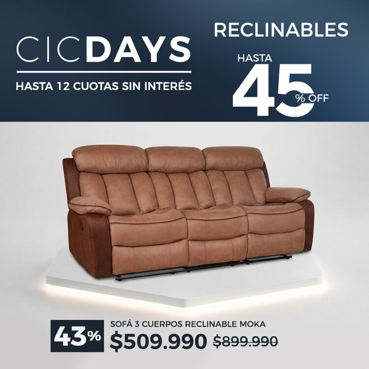 Ver ofertas Cyber en sof&aacute;s reclinables CIC con hasta 45% de descuento