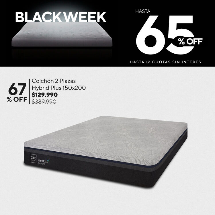 Ofertas de hasta 65% en camas y colchones en cic.cl