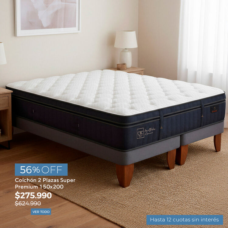 Ofertas de hasta 65% en camas y colchones en cic.cl