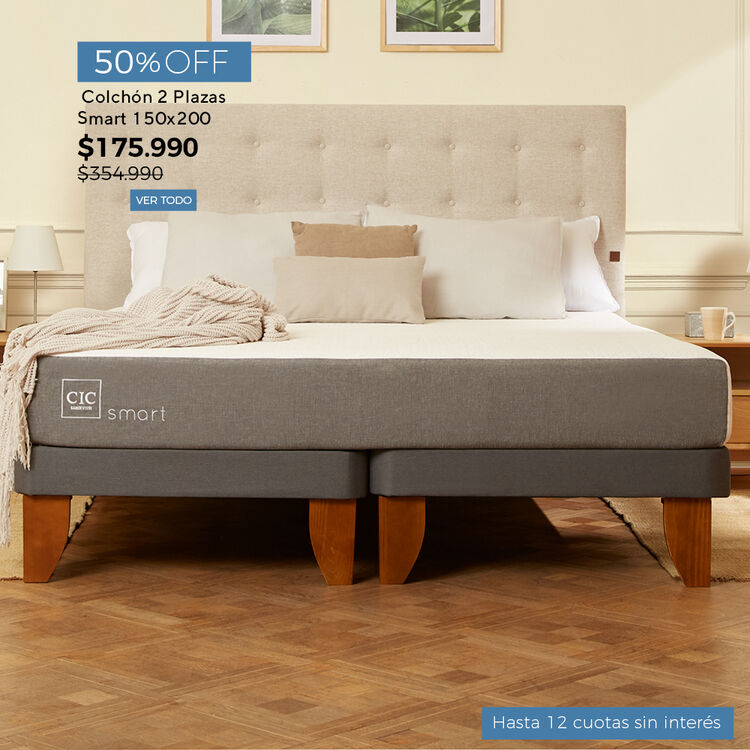 Ofertas de hasta 65% en camas y colchones en cic.cl