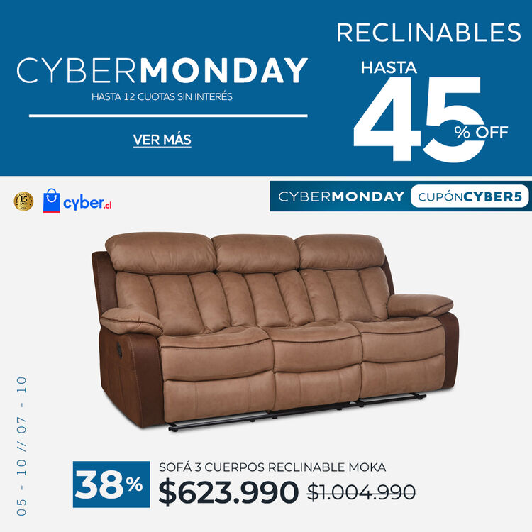 Ver ofertas Cyber en sof&aacute;s reclinables CIC con hasta 45% de descuento