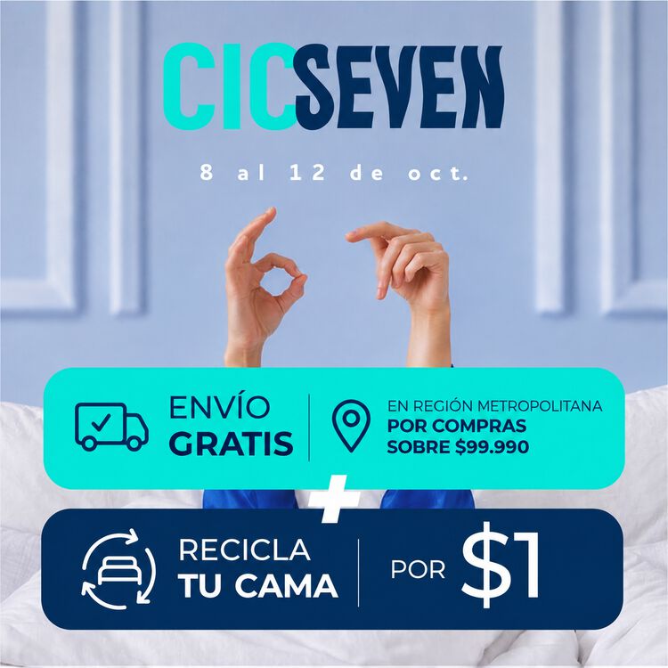 Env&iacute;o gratis en Regi&oacute;n Metropolitana por compras sobre $299.990, recicla tu cama por $1 y armado de muebles a mitad de precio: antes $24.990, ahora $12.490 en CIC