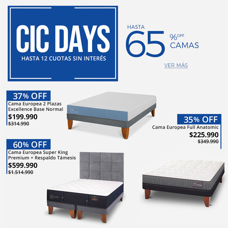65% DE DESCUENTO EN CAMAS EN CIC DAYS DE CIC.CL