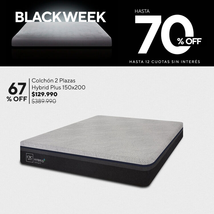 Ofertas de hasta 65% en camas y colchones en cic.cl