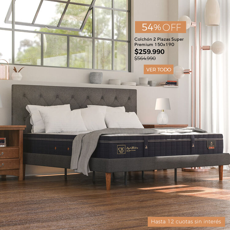 Ofertas de hasta 65% en camas y colchones en cic.cl