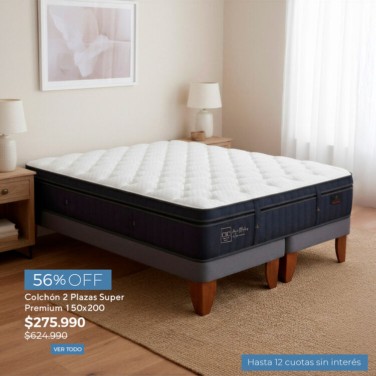 Ofertas de hasta 65% en camas y colchones en cic.cl
