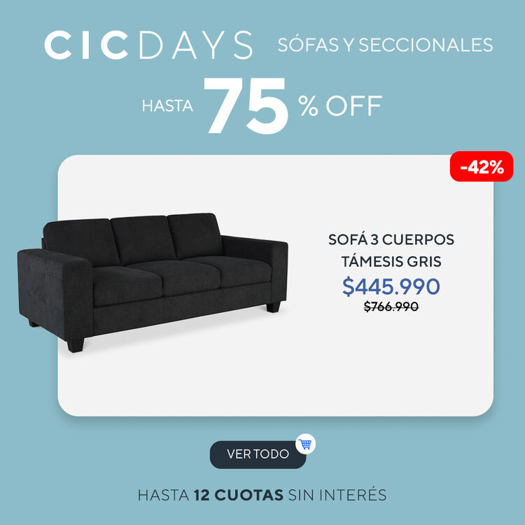 Hasta 70% de dcto en Sofás y Seccionales en CIC DAYS