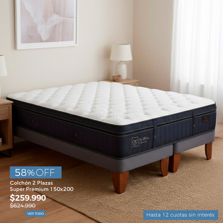 Ofertas de hasta 65% en camas y colchones en cic.cl