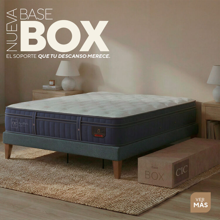 Nuevas camas CIC con base Box armable, mayor estabilidad y dise&ntilde;o contempor&aacute;neo, disponibles en 1 plaza, 1,5 plazas, 2 plazas, King y Super King.