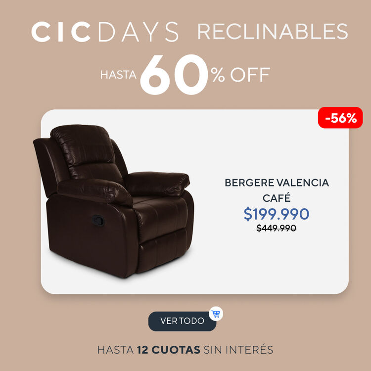 65% DCTO EN SOFÁS RECLINABLES EN CIC DAYS DE CIC.CL