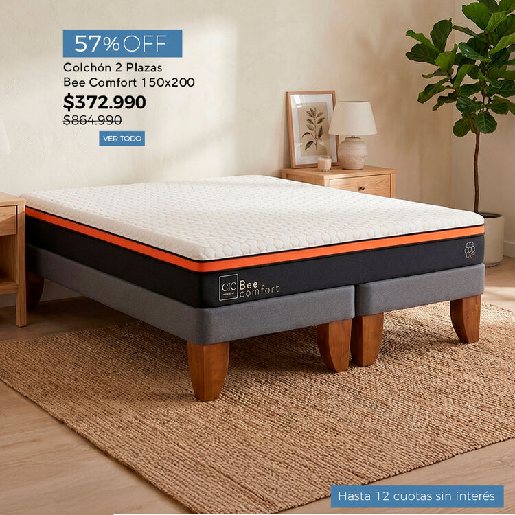 Ofertas de hasta 65% en camas y colchones en cic.cl