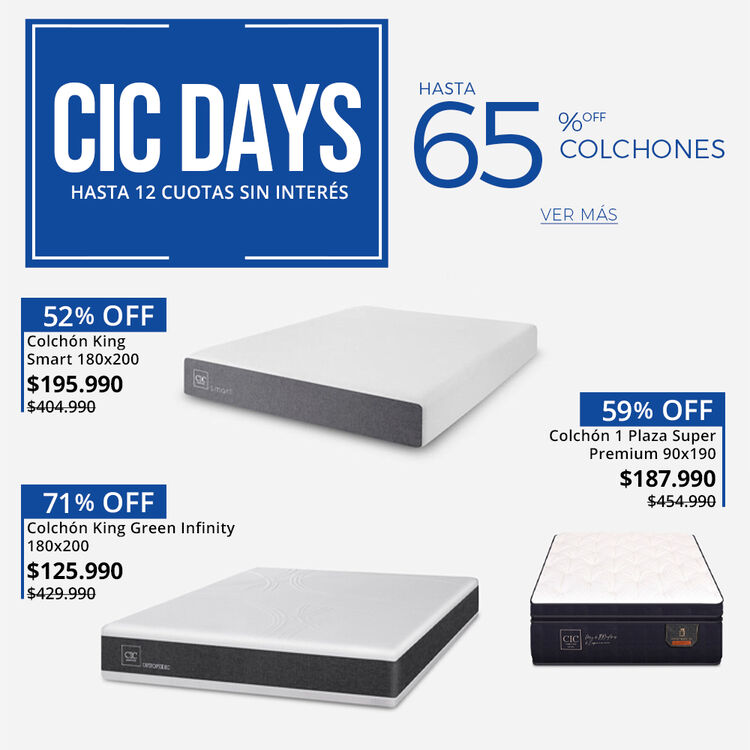 COLCHONES CON HASTA 60% DE DESCUENTO EN CIC DAYS DE CIC.CL
