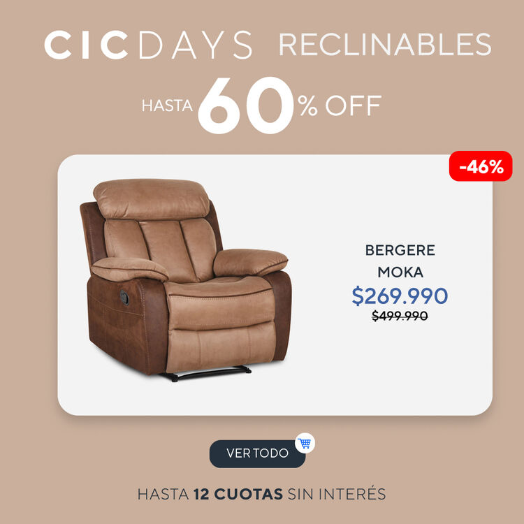 65% DCTO EN SOFÁS RECLINABLES EN CIC DAYS DE CIC.CL