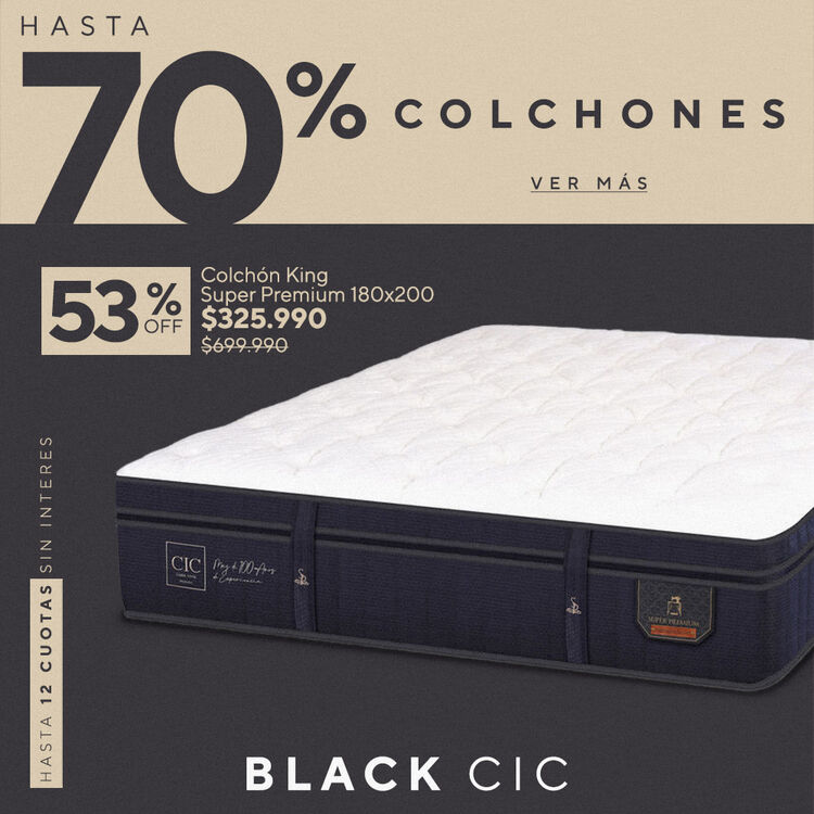 Ofertas de hasta 65% en camas y colchones en cic.cl
