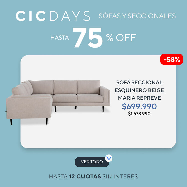 Hasta 70% de dcto en Sofás y Seccionales en CIC DAYS