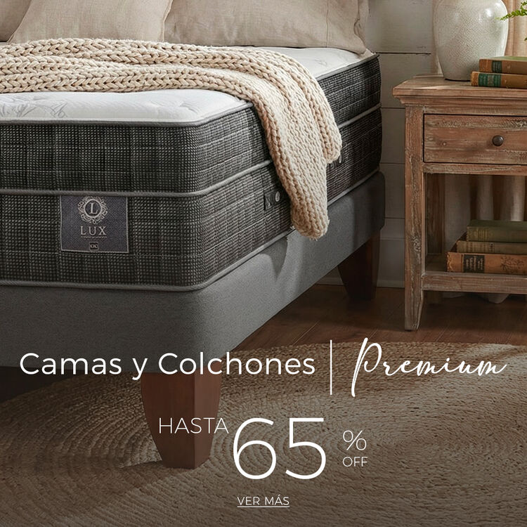 Conoce nuestra selecci&oacute;n de camas y colchones Premium con hasta 65% de descuento.