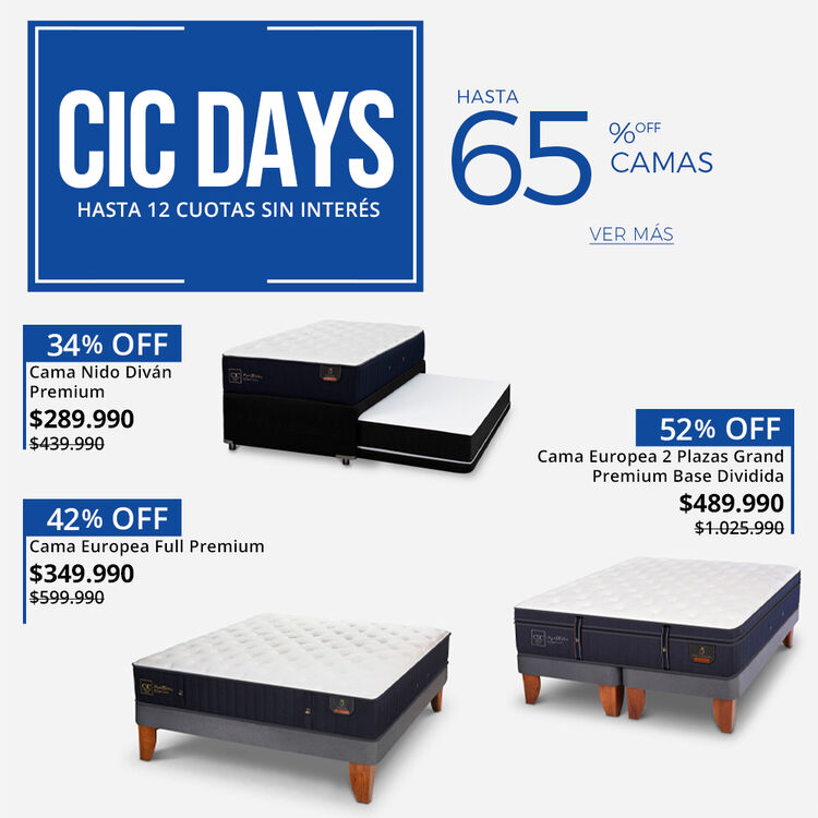 65% DE DESCUENTO EN CAMAS EN CIC DAYS DE CIC.CL