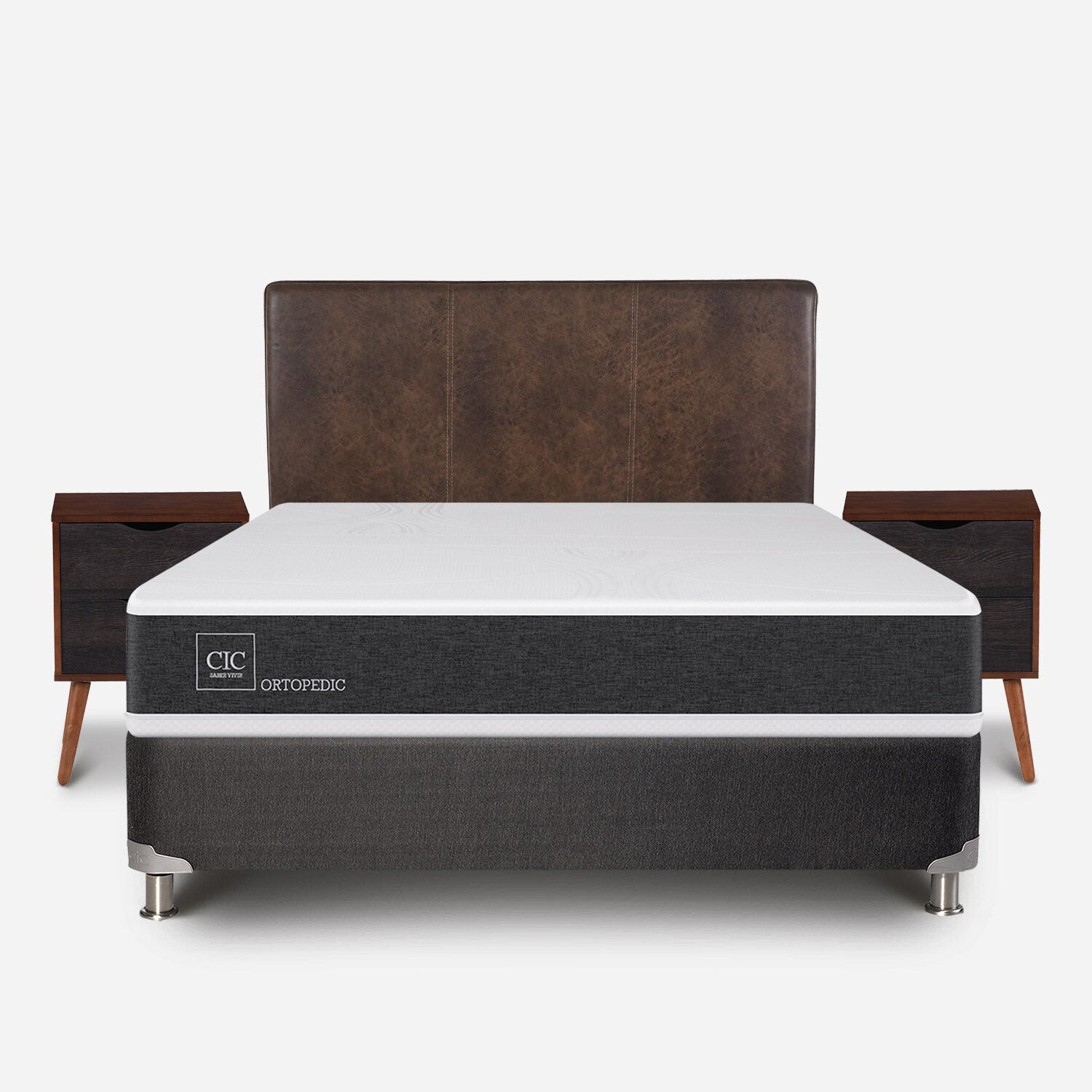 Box Spring 2 Plazas Ortopedic Base Normal 5 Zonas + Set Baker