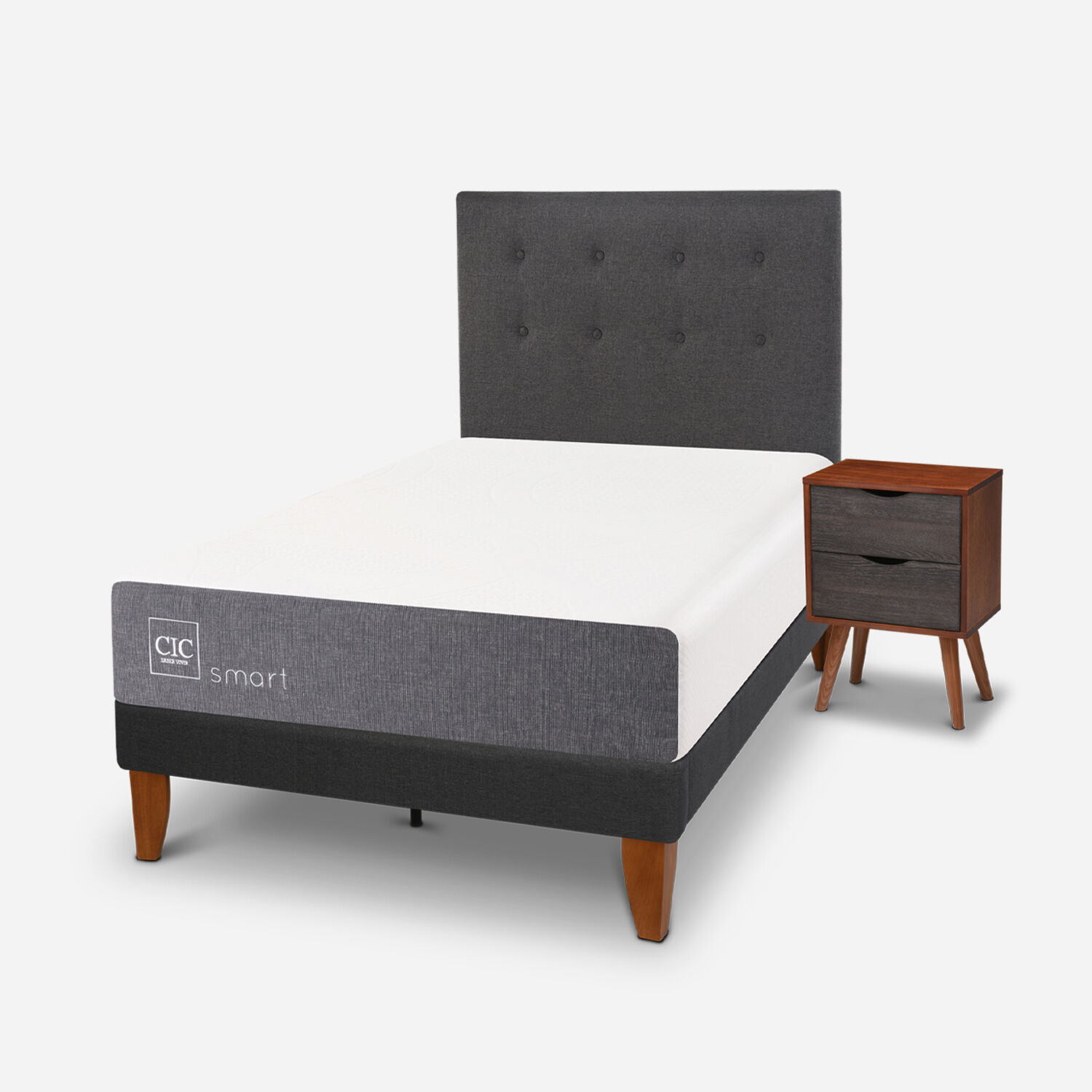 Cama Europea Curve 1,5 Plazas Smart + Set &Eacute;ufrates