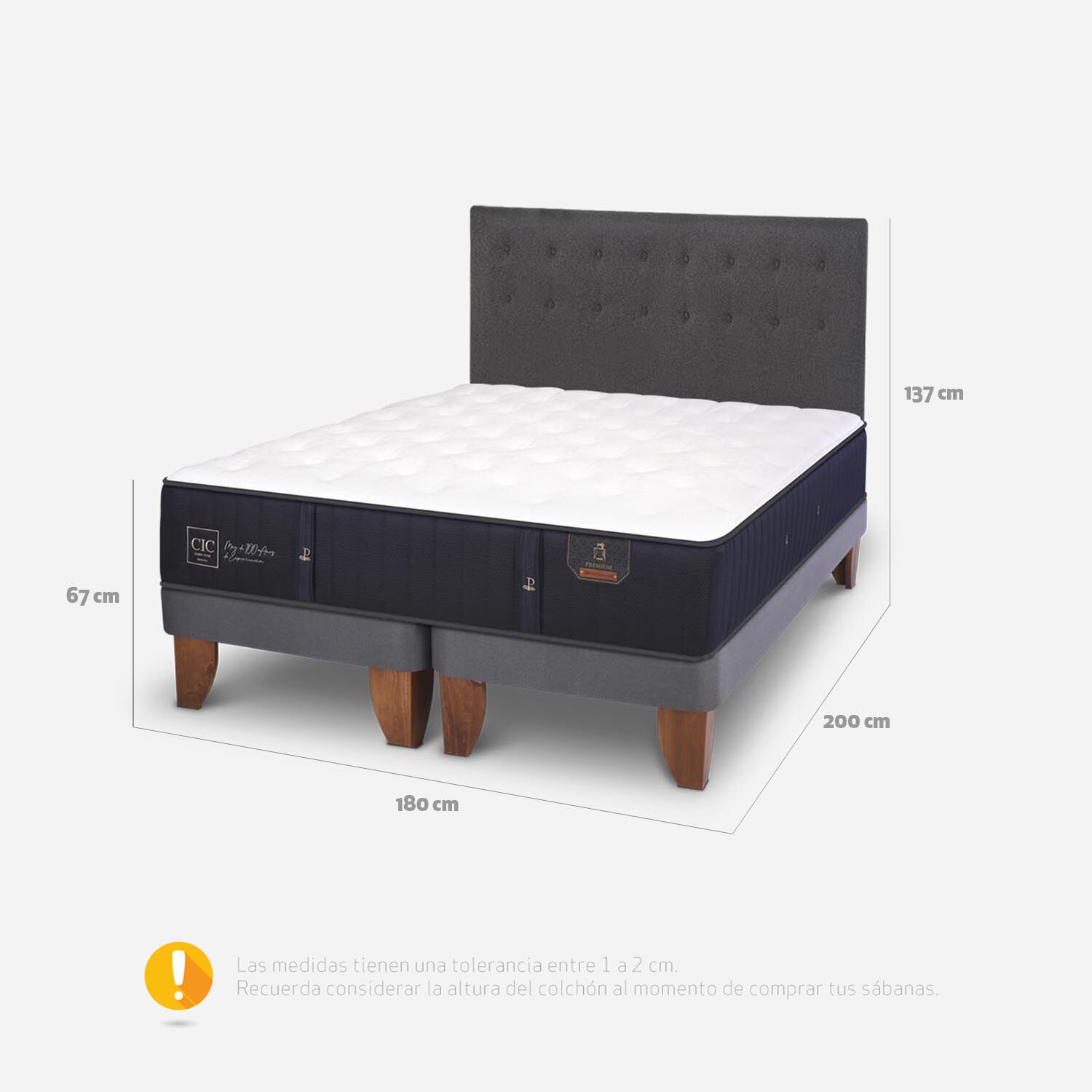 Cama Europea King Premium + Respaldo &Eacute;ufrates