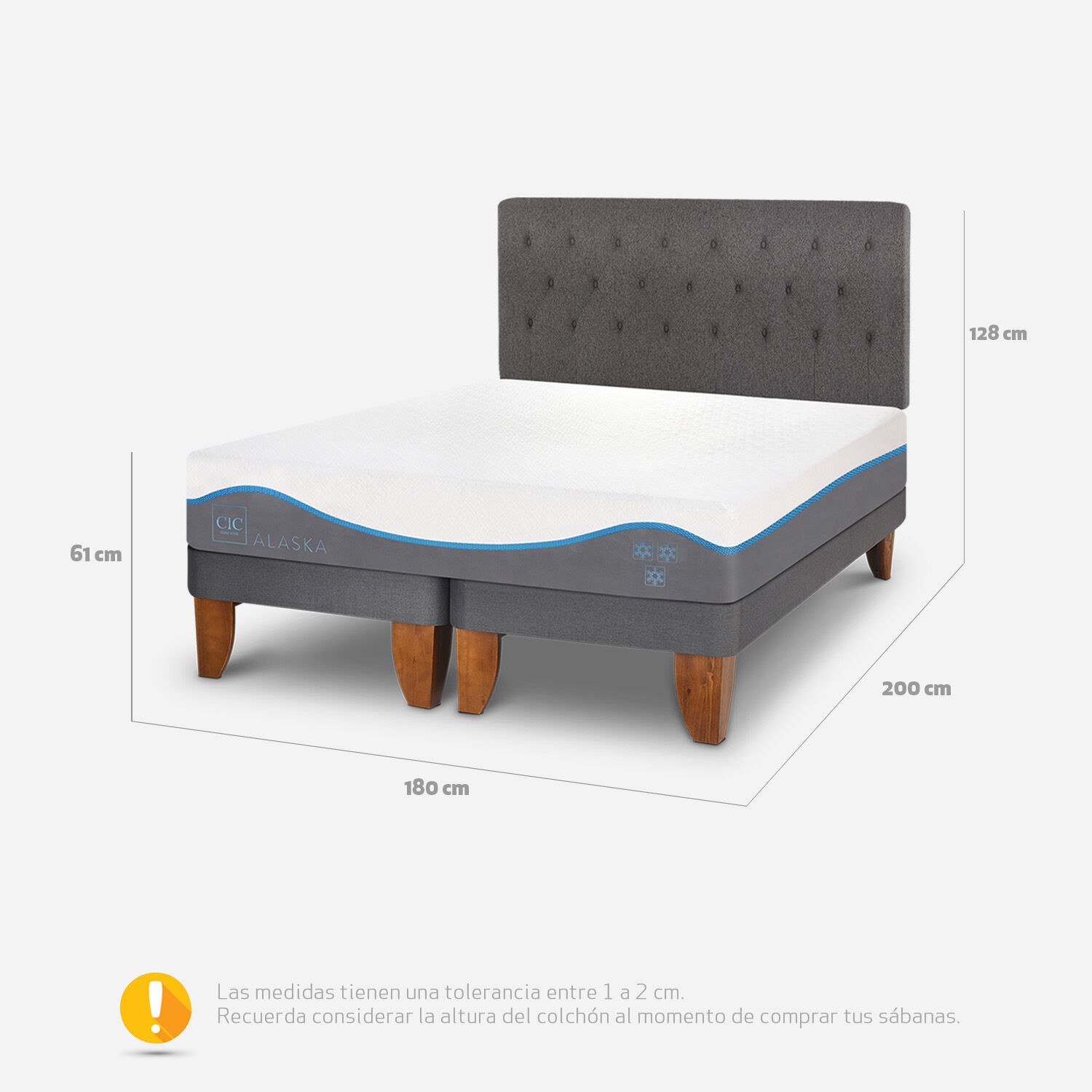 Cama Europea King Alaska + Respaldo Kavery