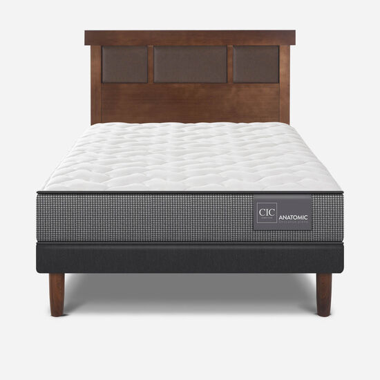 Cama Europea 1.5 Plazas Anatomic + Respaldo Dublín Caramel