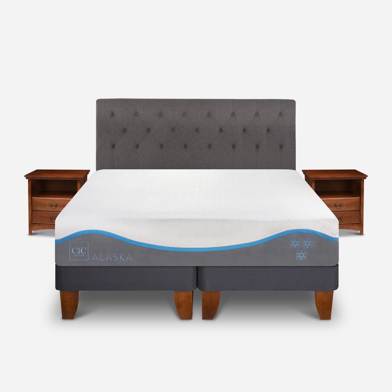 Cama Europea King Alaska + Set Kavery