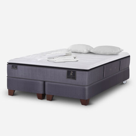 Box Spring 2 Plazas Premium Base Dividida + Almohadas + S&aacute;bana