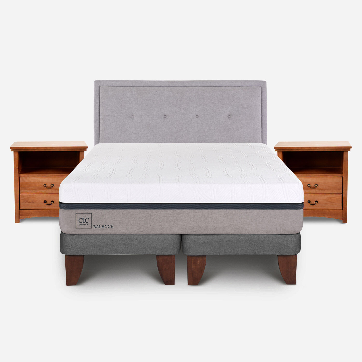 Cama Europea 2 Plazas Balance Base Dividida + Set Ganges