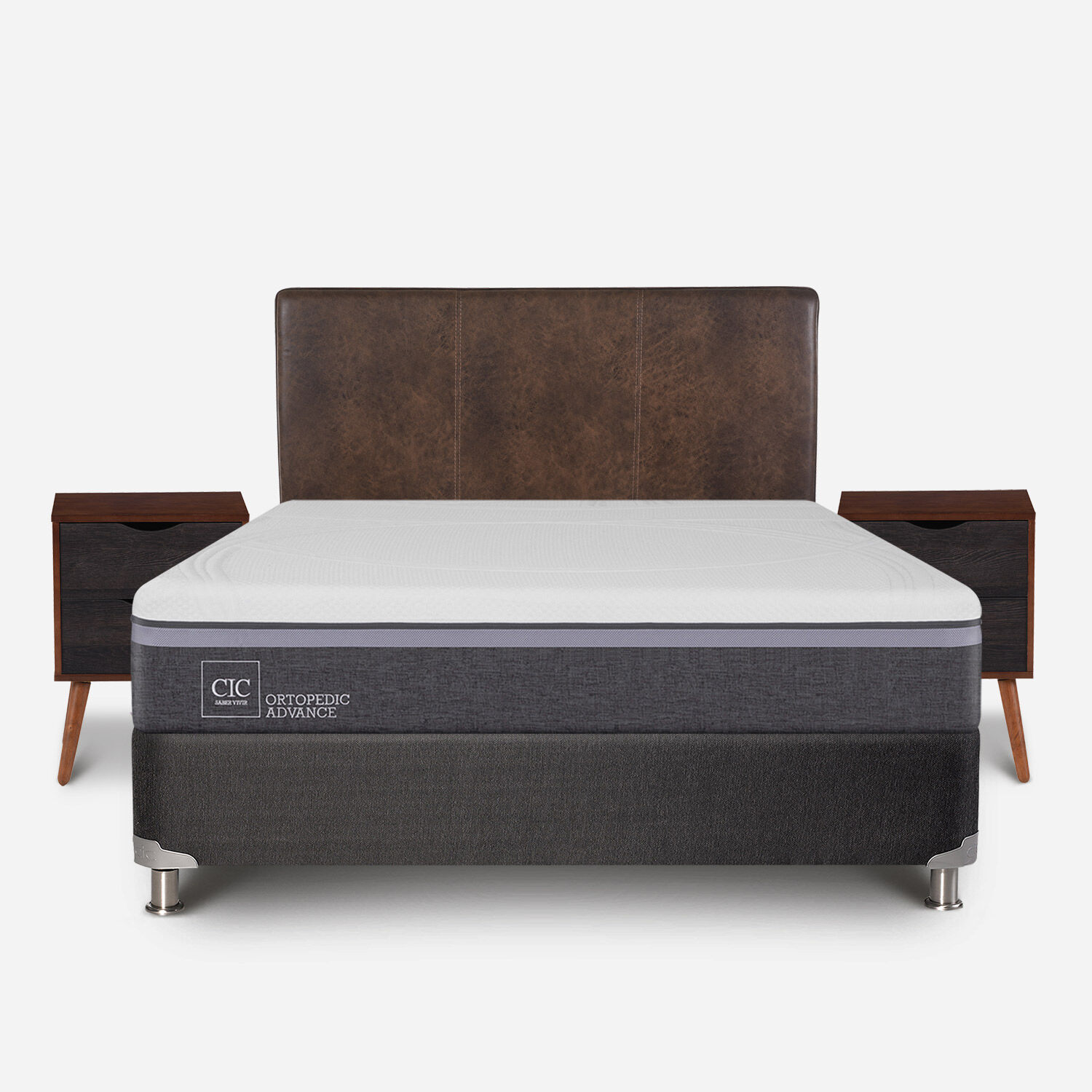 Box Spring 2 Plazas Ortopedic Advance Base Normal 5 Zonas + Set Baker