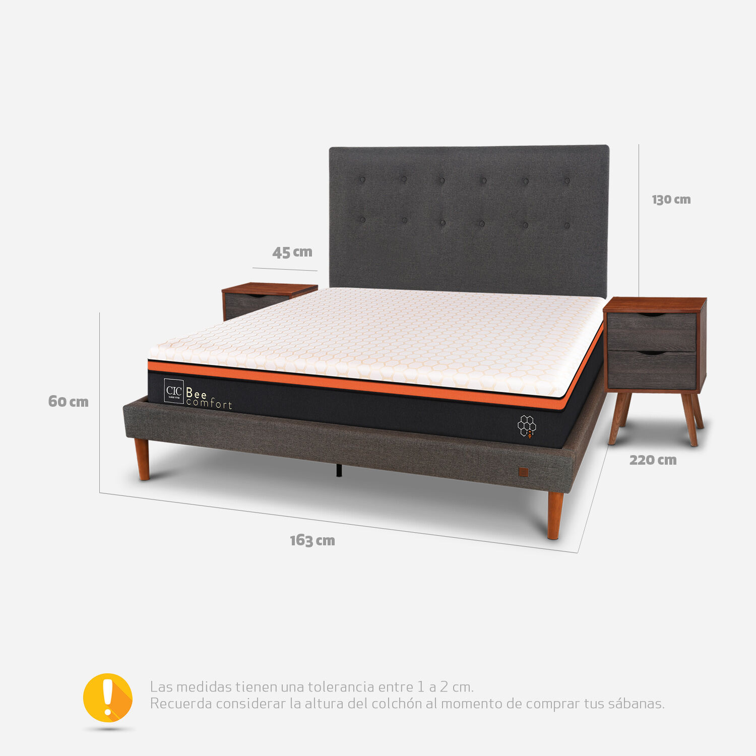 Cama Europea Curve 2 Plazas Bee Comfort + Set &Eacute;ufrates