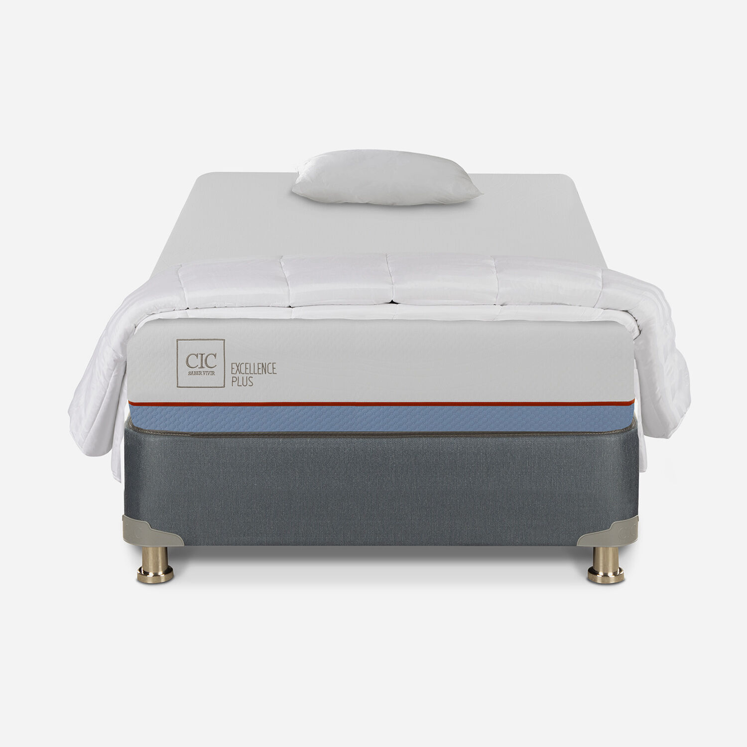 Cama Americana 1,5 Plazas Excellence Plus + Almohada + Plum&oacute;n