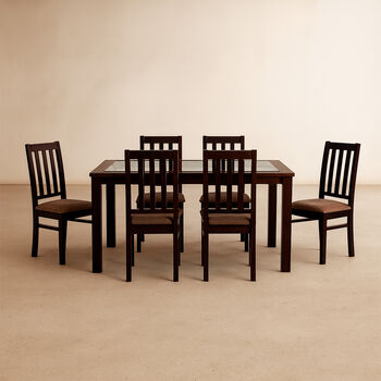 Comedor de Vidrio 6 Sillas &Ntilde;uble Chocolate