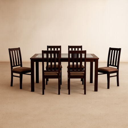 Comedor de Vidrio 6 Sillas &Ntilde;uble Chocolate