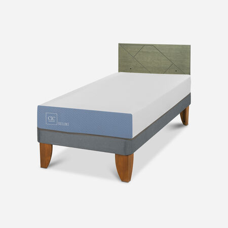 Cama Europea 1 Plaza Excellence + Respaldo Villarrica Olivo