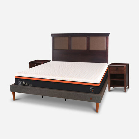 Cama Europea Curve King Bee Comfort + Set Torino Chocolate