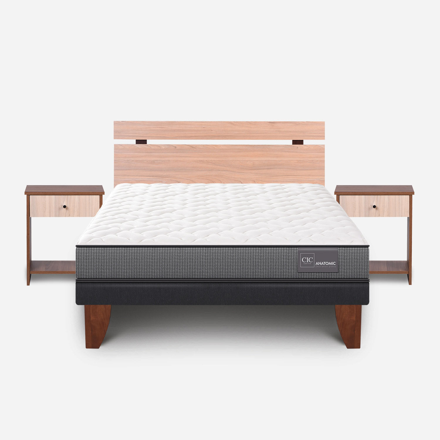 Cama Europea 2 Plazas Anatomic Base Normal + Set Olmo