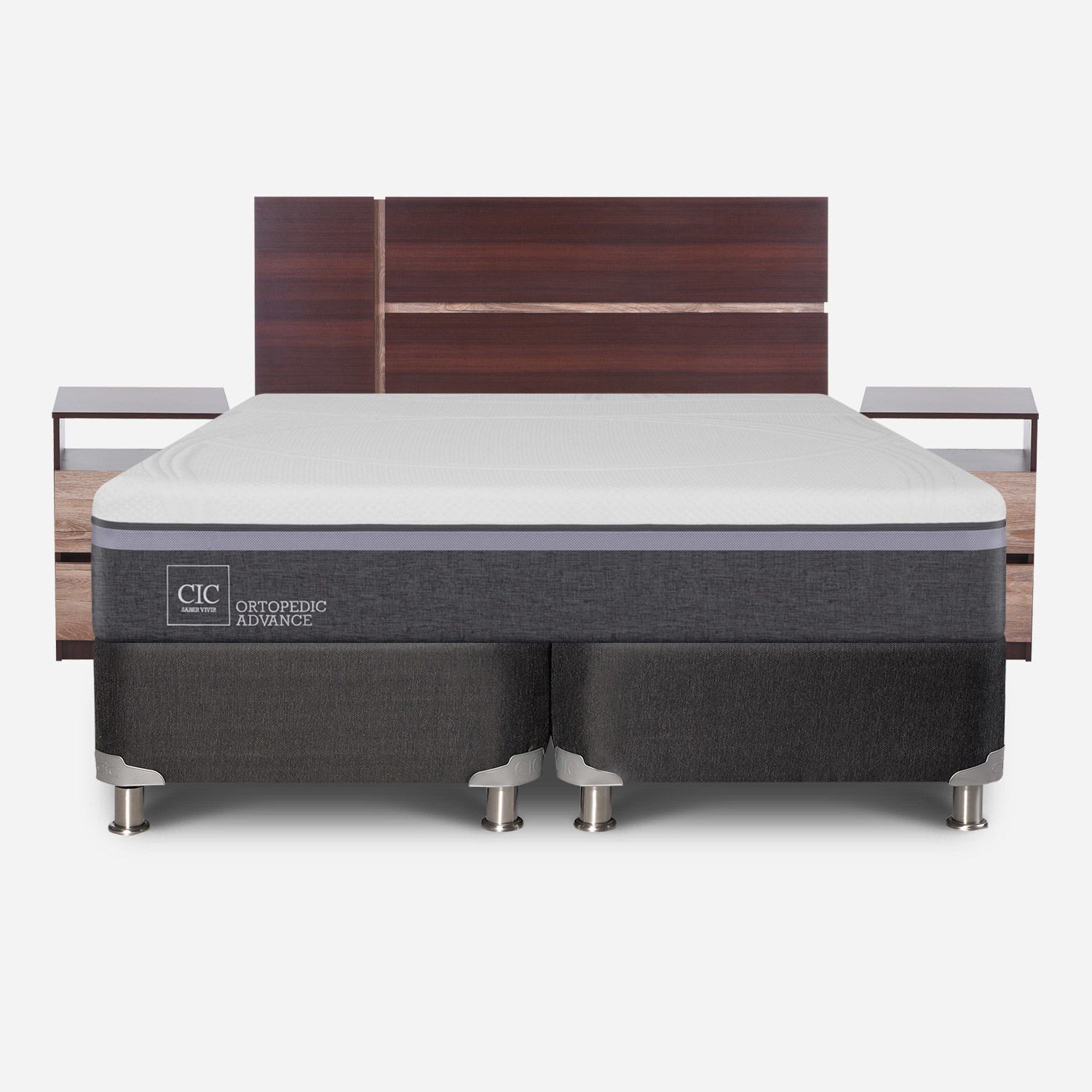 Box Spring 2 Plazas Ortopedic Advance Base Dividida 5 Zonas + Set Enio