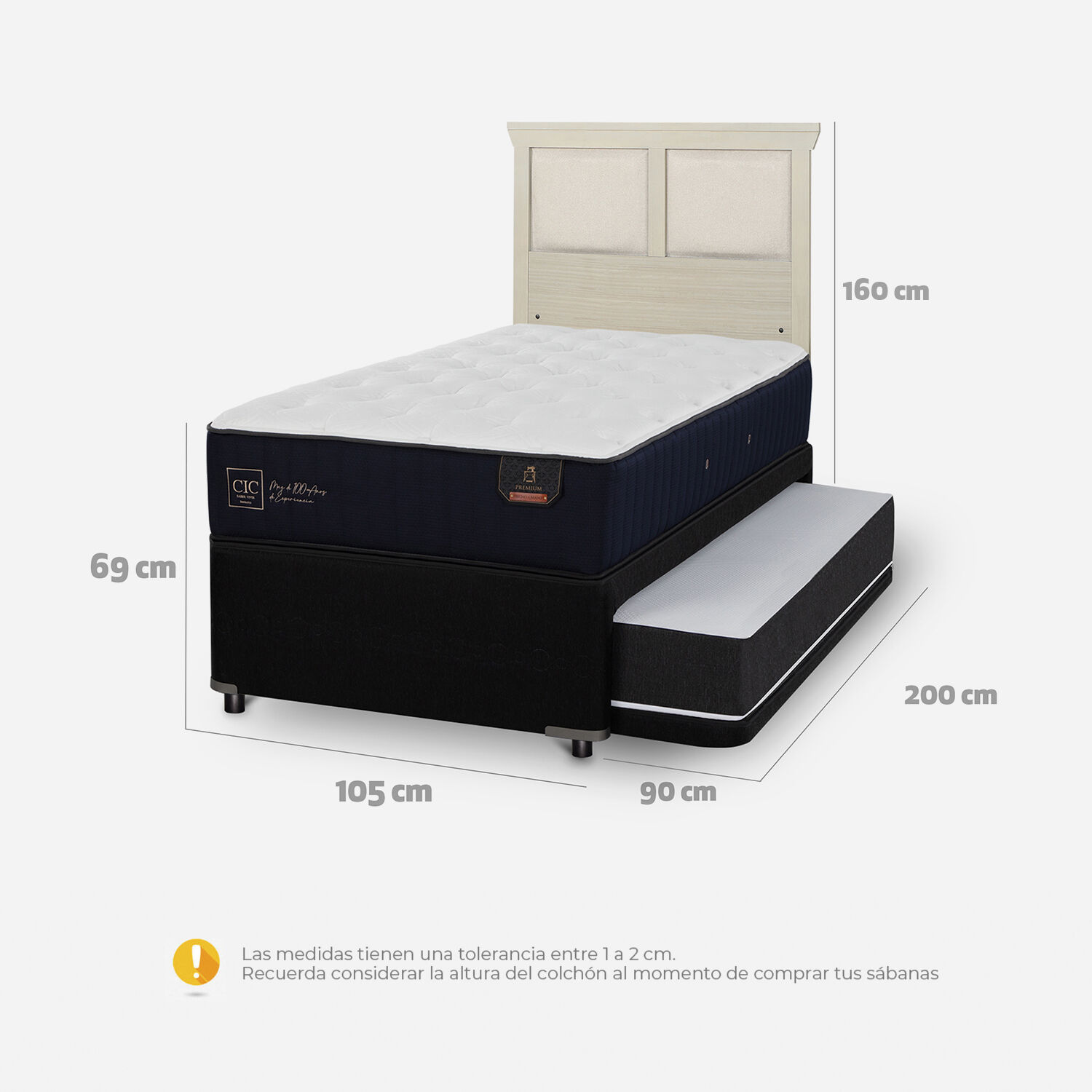 Cama Nido Diván Premium + Respaldo Torino Alpino