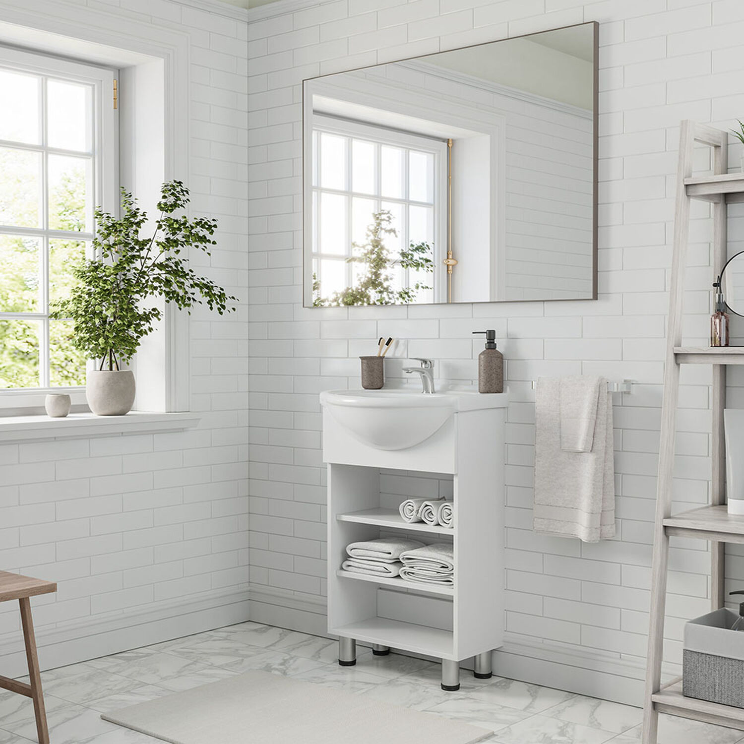 Vanitorio 2 Repisas 4 Patas Cannes Blanco 50 Cm.